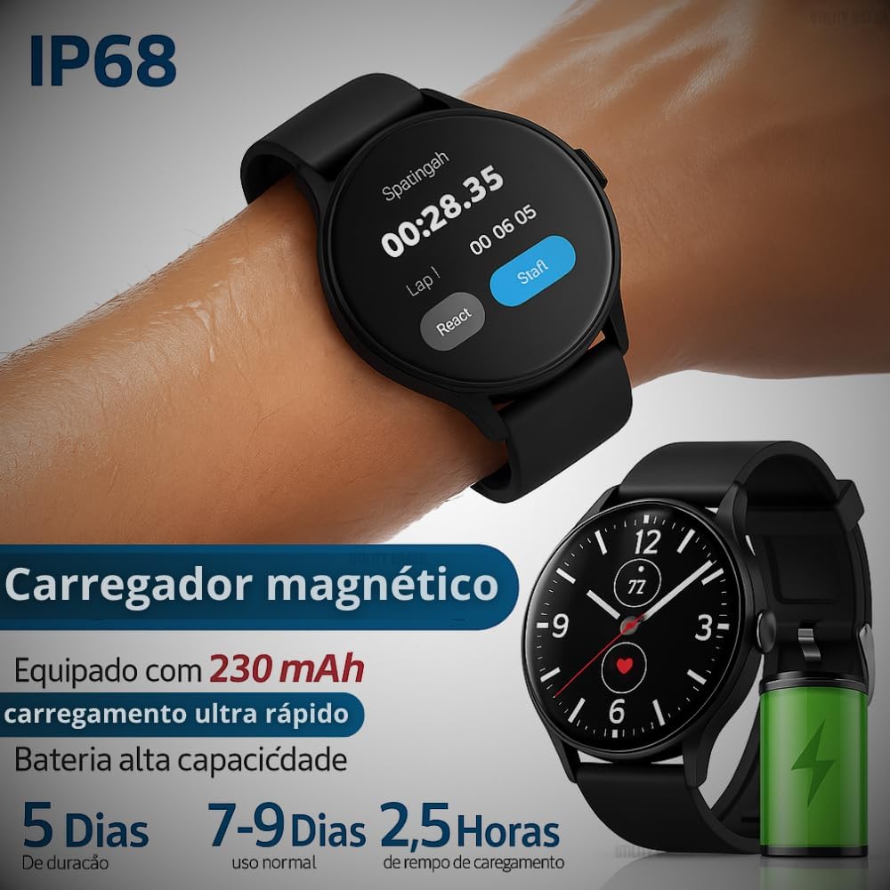 Smartwatch Nexto Round com Chamadas Bluetooth