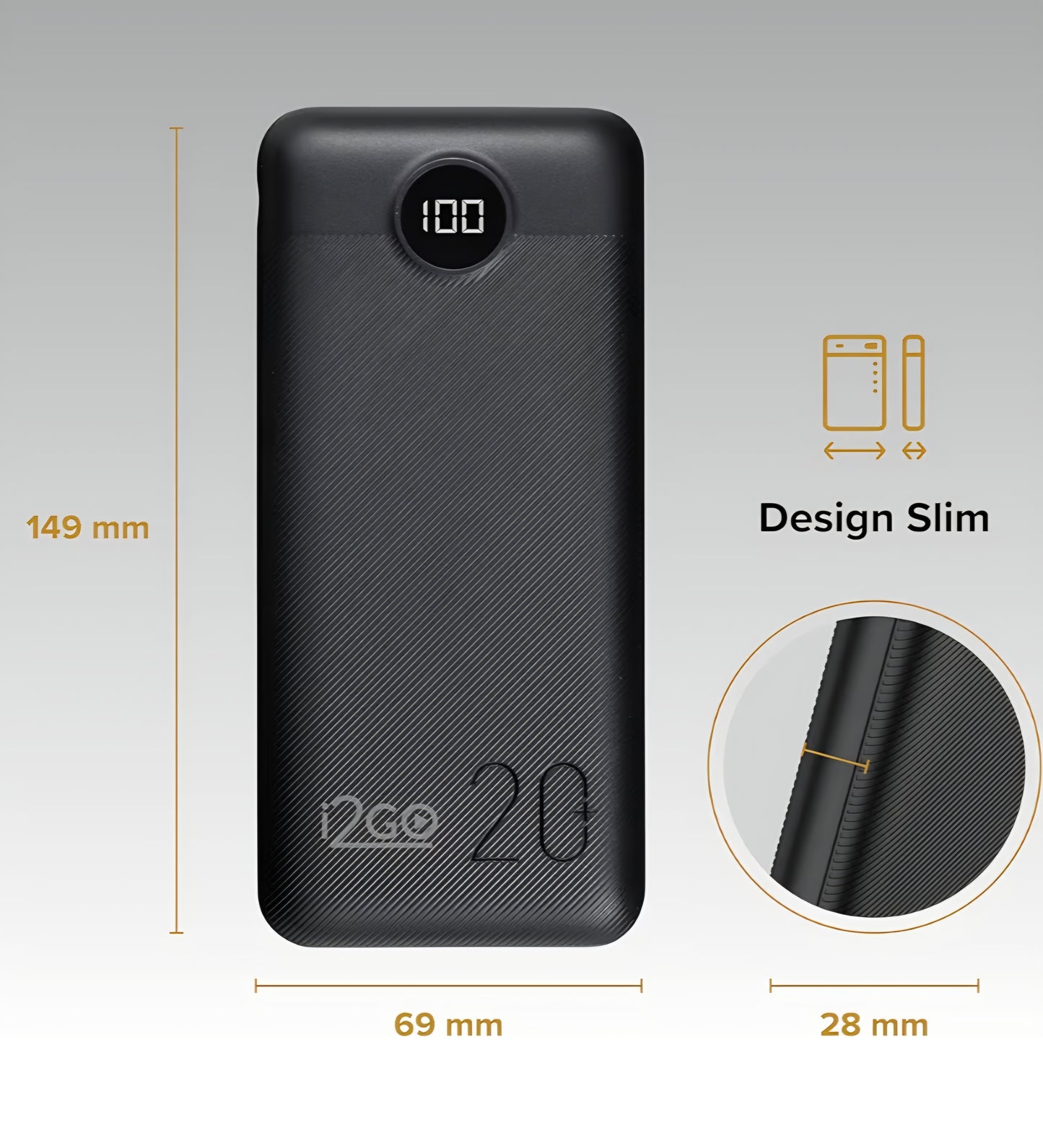 Power Bank i2GO 20.000 mAh Original | Carregamento Rápido | Alta Capacidade