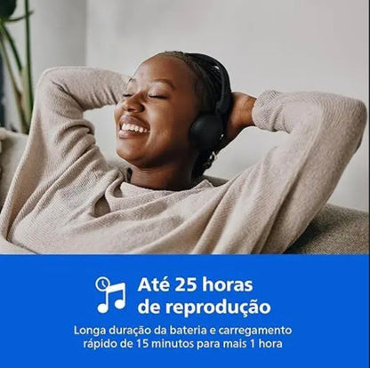 Fone Bluetooth Philips TAH2209 Preto – 25h Bateria, Dobrável, Microfone
