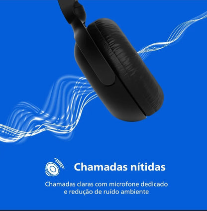 Fone Bluetooth Philips TAH2209 Preto – 25h Bateria, Dobrável, Microfone