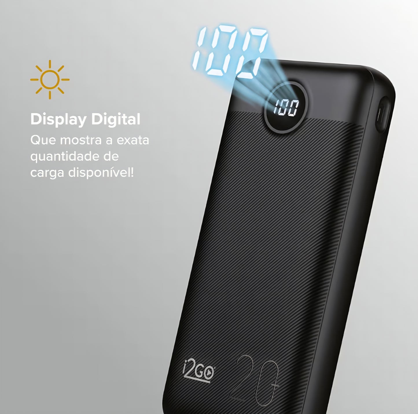Power Bank i2GO 20.000 mAh Original | Carregamento Rápido | Alta Capacidade