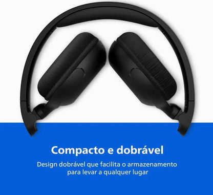 Fone Bluetooth Philips TAH2209 Preto – 25h Bateria, Dobrável, Microfone