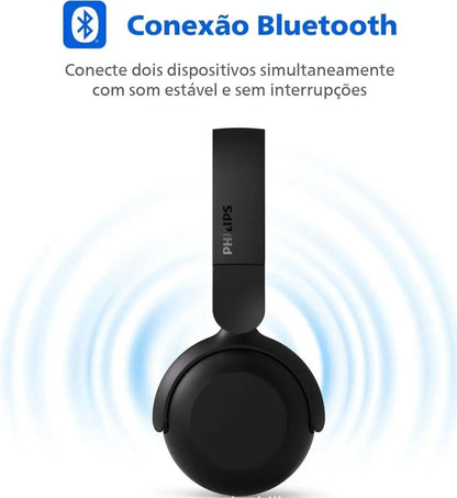 Fone Bluetooth Philips TAH2209 Preto – 25h Bateria, Dobrável, Microfone